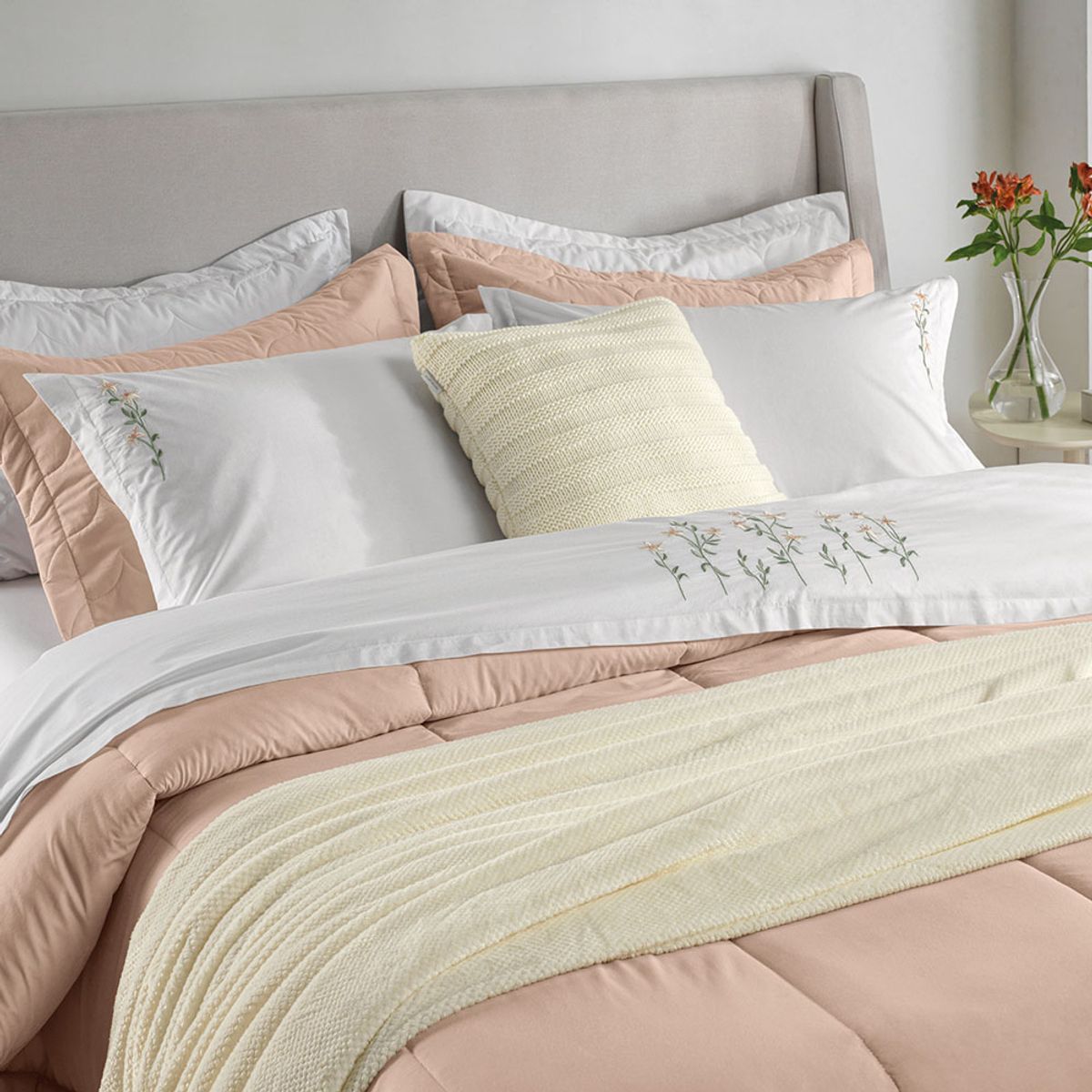 Briana Queen Bed Sheet Set – 200 Thread Count – 100% Cotton – Embroidered