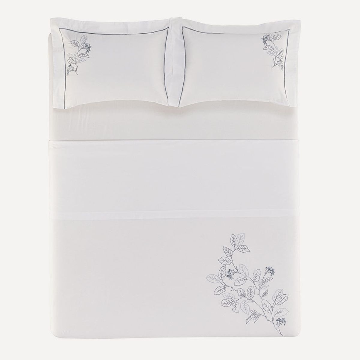 Aster Double Bed Sheet Set – 300 Thread Count – 100% Cotton – Embroidered