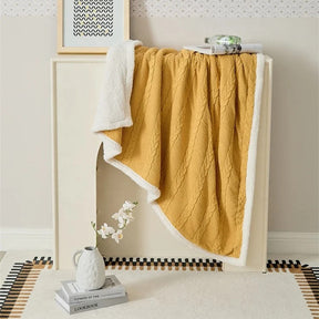 Cable Knit Sherpa Blanket - Cotton Throw