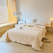 Warm Checkered Sherpa Throw Blanket