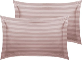 MOONLIGHT Double Duvet Set Reversible Stripes Satin Double Bedding Set with 2 Pillowcases Soft Hypoallergenic Duvet Cover