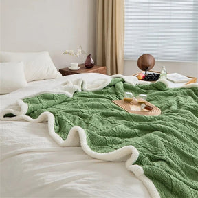 Cable Knit Sherpa Blanket - Cotton Throw