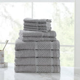 Gray Mainstays 10 Piece Bath Towel Set with Upgraded Softness & Durability, Gray