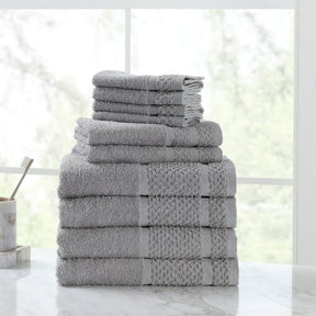 Gray Mainstays 10 Piece Bath Towel Set with Upgraded Softness & Durability, Gray
