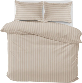 MOONLIGHT Double Duvet Set Reversible Stripes Satin Double Bedding Set with 2 Pillowcases Soft Hypoallergenic Duvet Cover