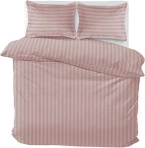 MOONLIGHT Double Duvet Set Reversible Stripes Satin Double Bedding Set with 2 Pillowcases Soft Hypoallergenic Duvet Cover