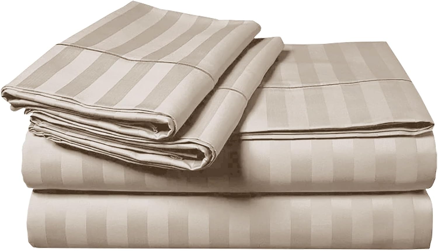 MOONLIGHT Double Duvet Set Reversible Stripes Satin Double Bedding Set with 2 Pillowcases Soft Hypoallergenic Duvet Cover