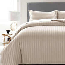 MOONLIGHT Double Duvet Set Reversible Stripes Satin Double Bedding Set with 2 Pillowcases Soft Hypoallergenic Duvet Cover