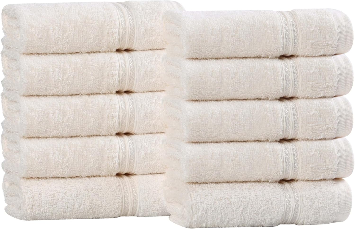 Superior Egyptian Cotton 10-Piece bath Towel Set , Small Towels For Facial, Spa, Quick Dry, Absorbent Towels, Bathroom Accessories, Guest Bath, Home Essentials, Washcloth, Airbnb, White