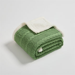 Cable Knit Sherpa Blanket - Cotton Throw