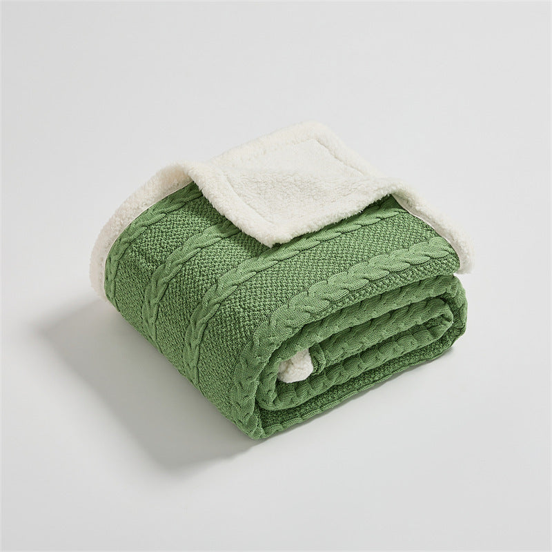 Cable Knit Sherpa Blanket - Cotton Throw