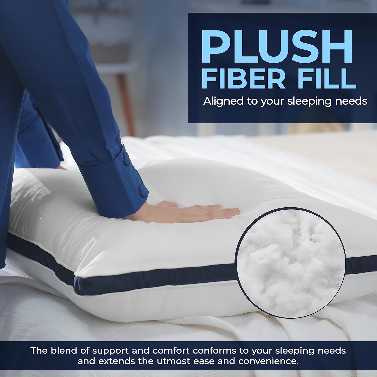 Utopia Bedding Pillows 2 Pack Queen Size, (Navy) Hotel Quality Pillows, Brushed Fabric, Bed Pillow for Back, Stomach or Side Sleepers - 18 x 26 inch / 45 x 66 cm