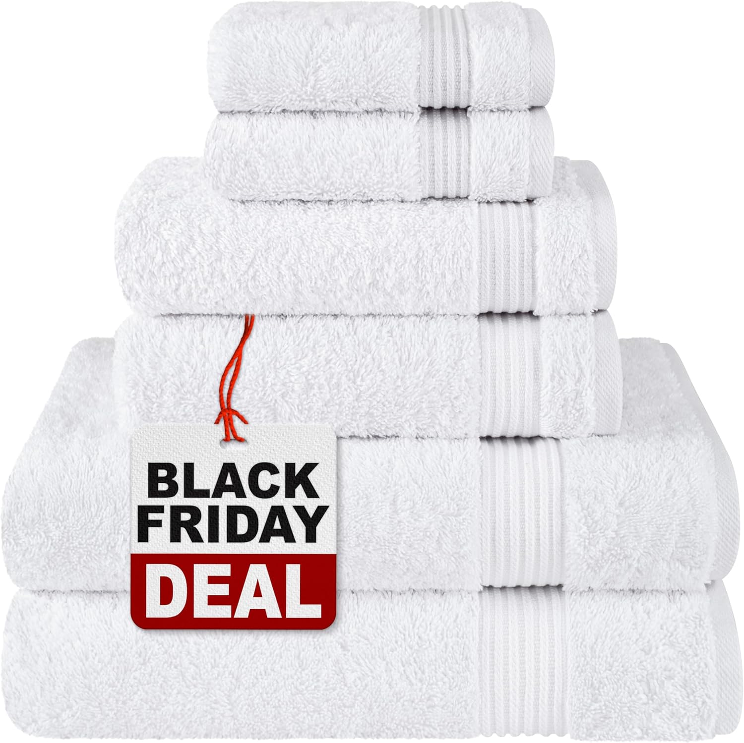 Cotton Paradise 6 Piece Towel Set 100% Cotton Soft Absorbent Turkish Towels for Bathroom 2 Bath Towels 2 Hand Towels 2 Washcloth Silver Gray Towel Set