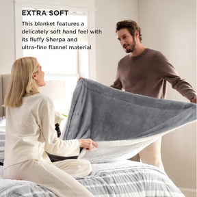 Bedsure Sherpa Fleece Throw Blanket - Fluffy Microfiber Solid Blankets for Bed and Couch Double/Twin Size, Silver Grey, 150x200cm