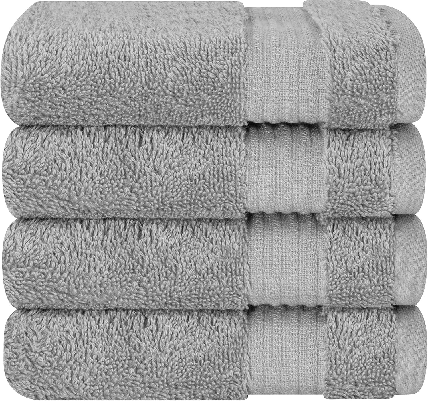 Cotton Paradise 6 Piece Towel Set 100% Cotton Soft Absorbent Turkish Towels for Bathroom 2 Bath Towels 2 Hand Towels 2 Washcloth Silver Gray Towel Set