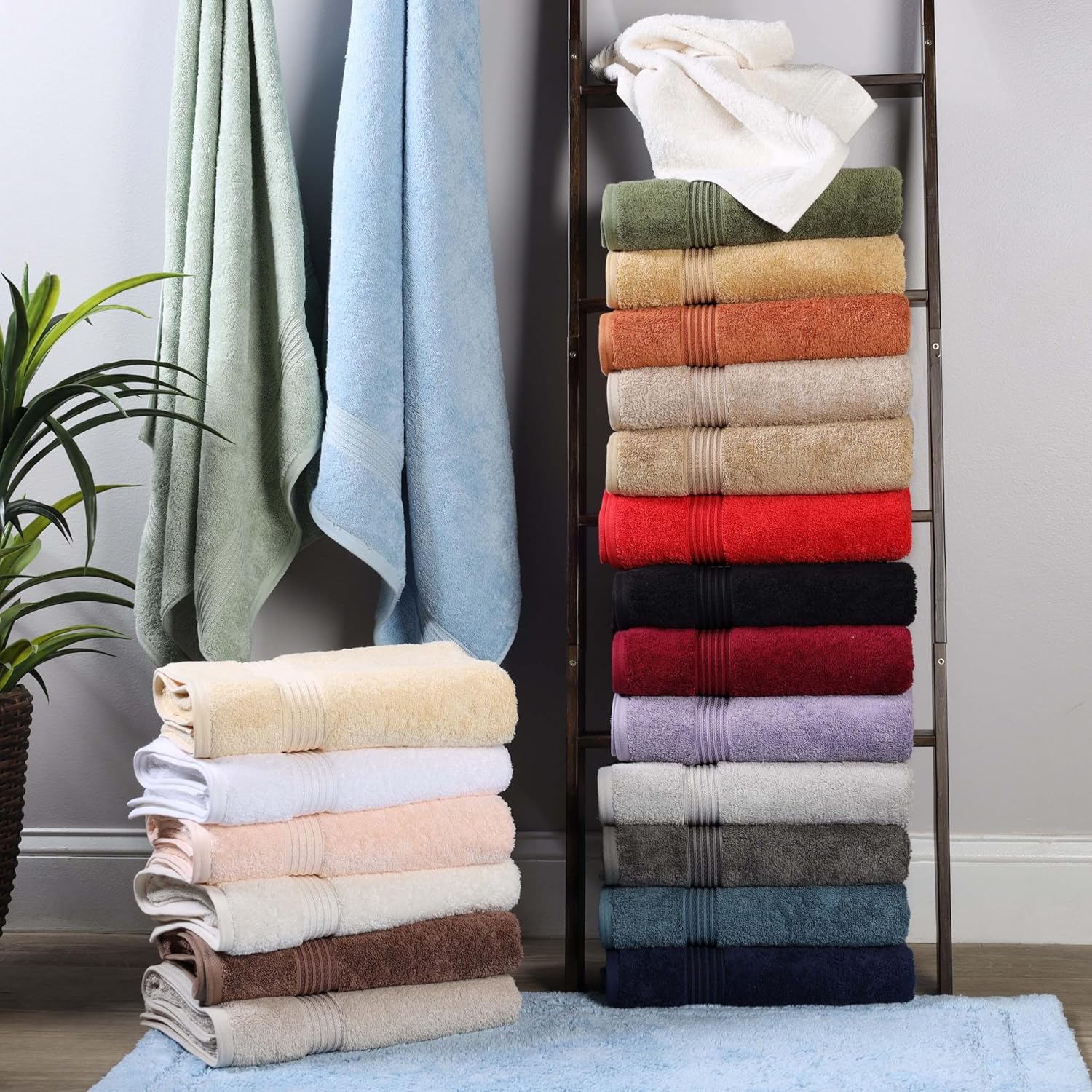 Superior Egyptian Cotton 10-Piece bath Towel Set , Small Towels For Facial, Spa, Quick Dry, Absorbent Towels, Bathroom Accessories, Guest Bath, Home Essentials, Washcloth, Airbnb, White