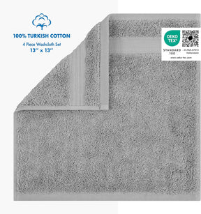 Cotton Paradise 6 Piece Towel Set 100% Cotton Soft Absorbent Turkish Towels for Bathroom 2 Bath Towels 2 Hand Towels 2 Washcloth Silver Gray Towel Set