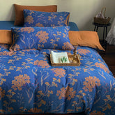 Royal Blue Jacquard Cotton Gauze Bedding Set(4 PCS)