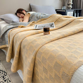 Breathable Cotton Muslin Blanket - Square Stripe Pattern