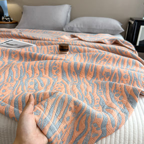 Zebra Pattern Cotton Blanket - Lightweight Muslin Quilt