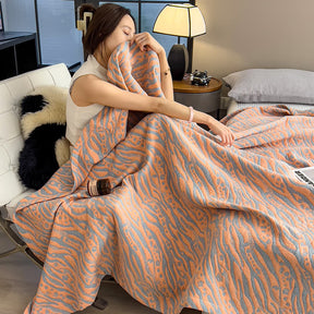 Zebra Pattern Cotton Blanket - Lightweight Muslin Quilt