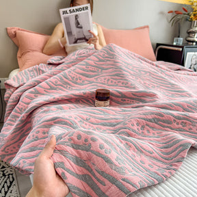 Zebra Pattern Cotton Blanket - Lightweight Muslin Quilt