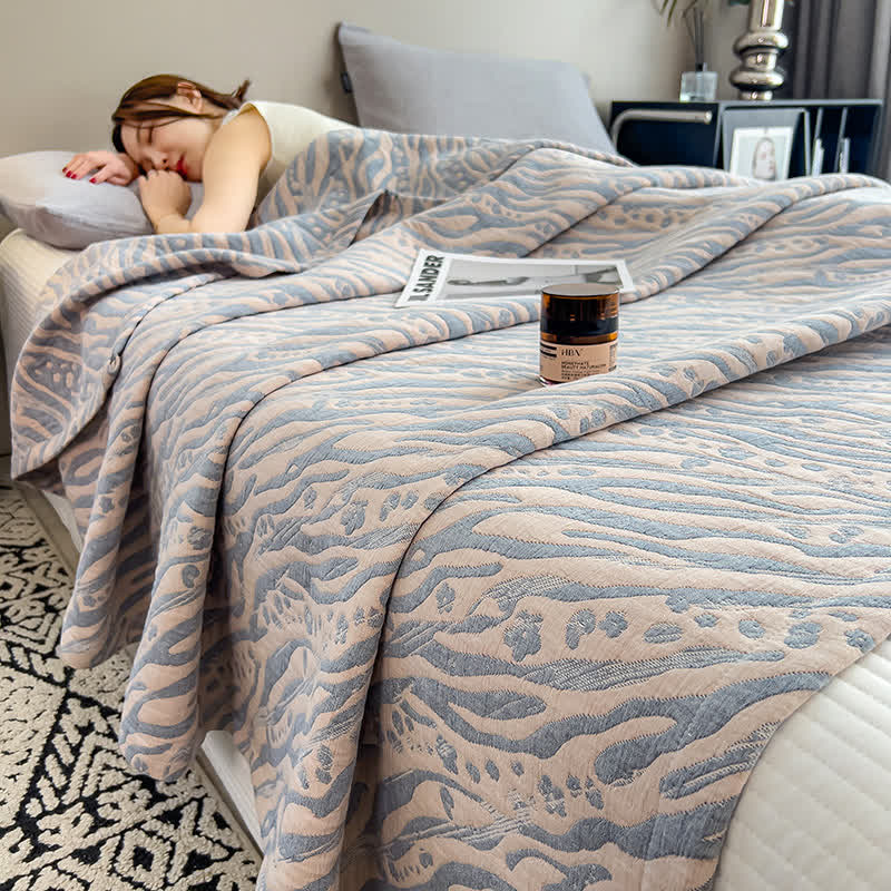 Zebra Pattern Cotton Blanket - Lightweight Muslin Quilt