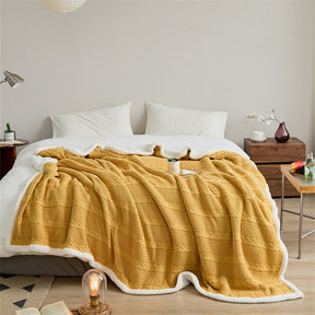 Cable Knit Sherpa Blanket - Cotton Throw