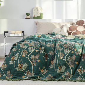 Cotton Throw Blanket - Hummingbird Design