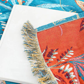 Tropical Floral Cotton Blanket Reversible Throw